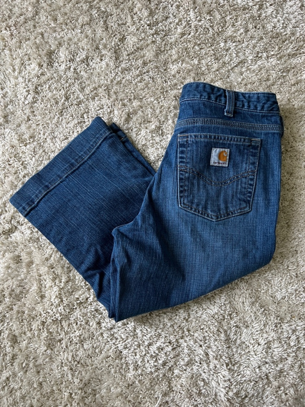 Carhartt Women’s 10 Cropped Blue Denim Jeans Work Wear Garden Y2K Utility